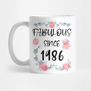 Women 35 Years Old Fabulous Since 1986 Flowers Mug